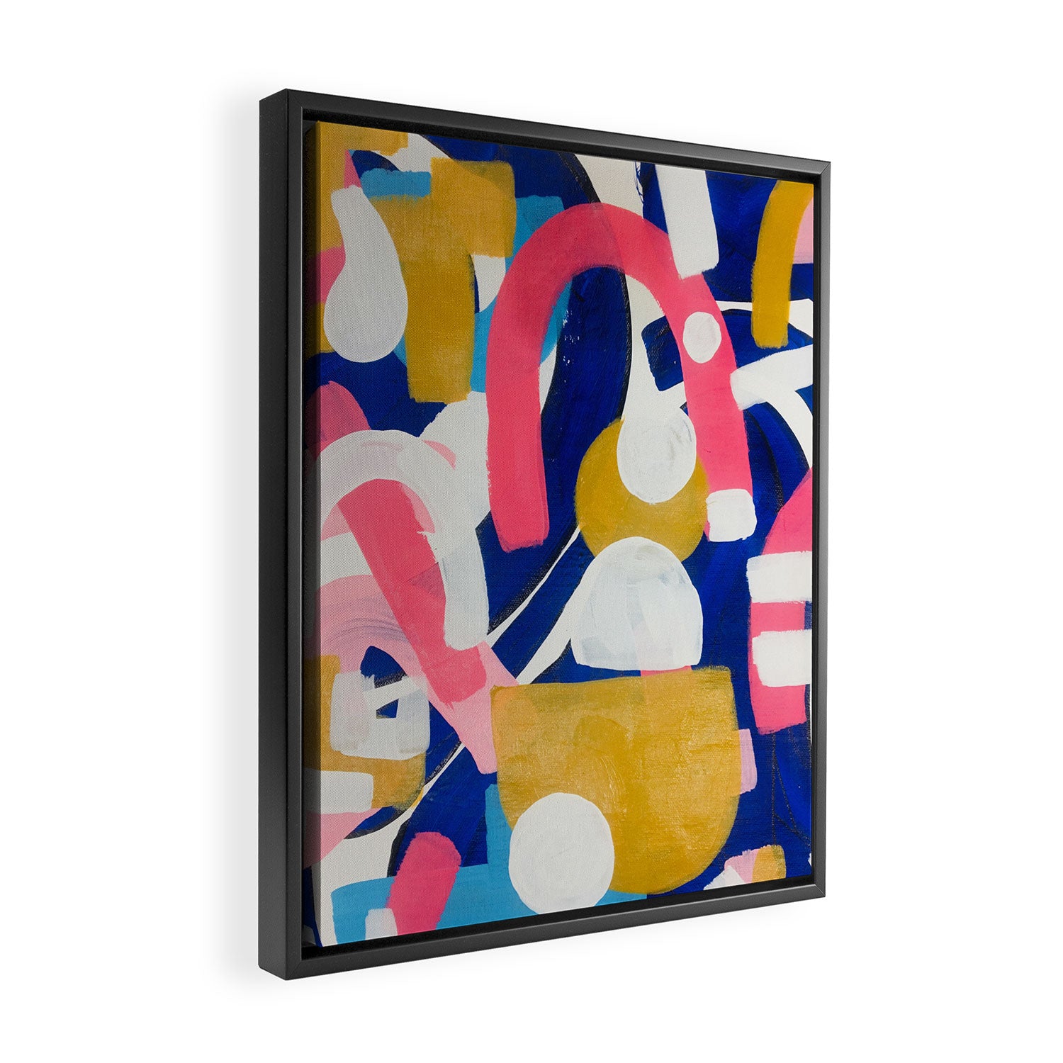 Graffiti Colorful Funky Acrylic Painting Pink Blue Yellow Patterns Shapes by Ejaaz Haniff Framed Canvas Print Gallery Image 2