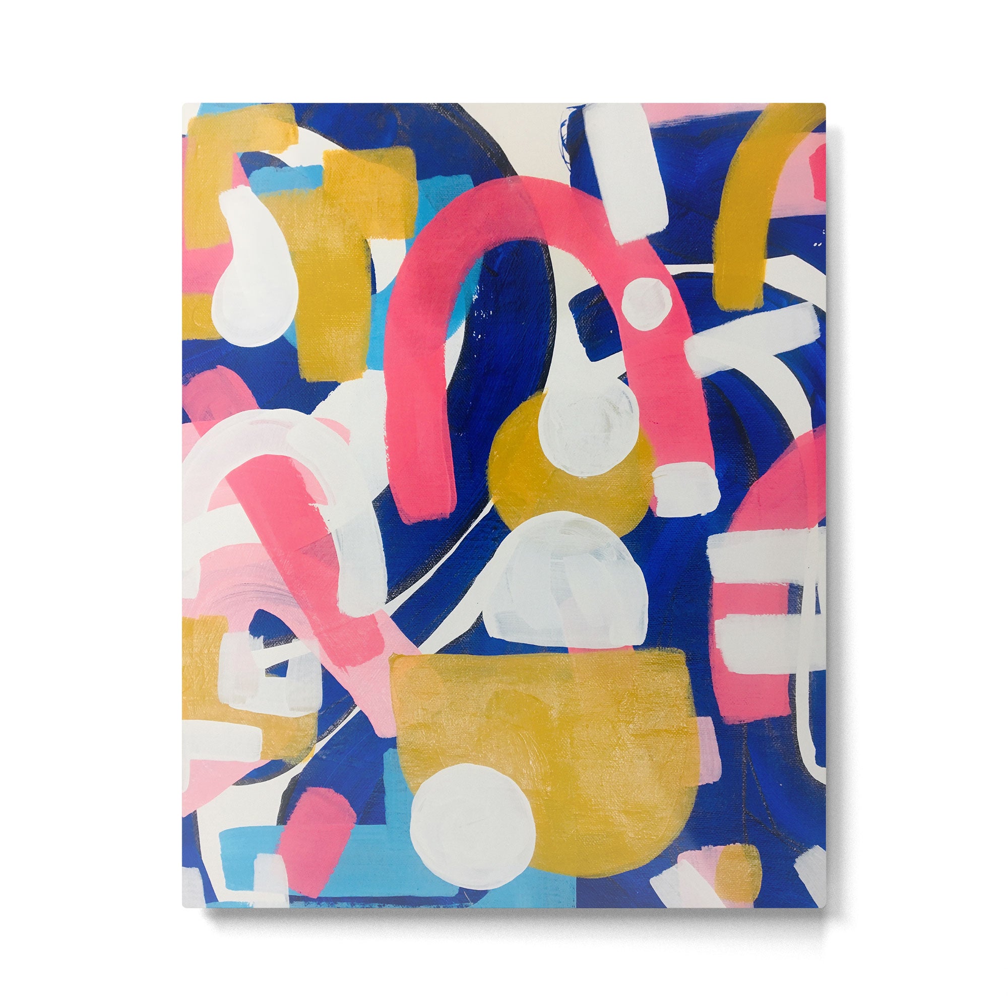 Graffiti Colorful Funky Acrylic Painting Pink Blue Yellow Patterns Shapes by Ejaaz Haniff Metal Print Gallery Image 4