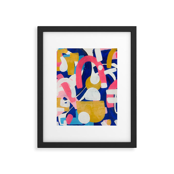 Graffiti Colorful Funky Acrylic Painting Pink Blue Yellow Patterns Shapes by Ejaaz Haniff Framed Art Print Gallery Image 1