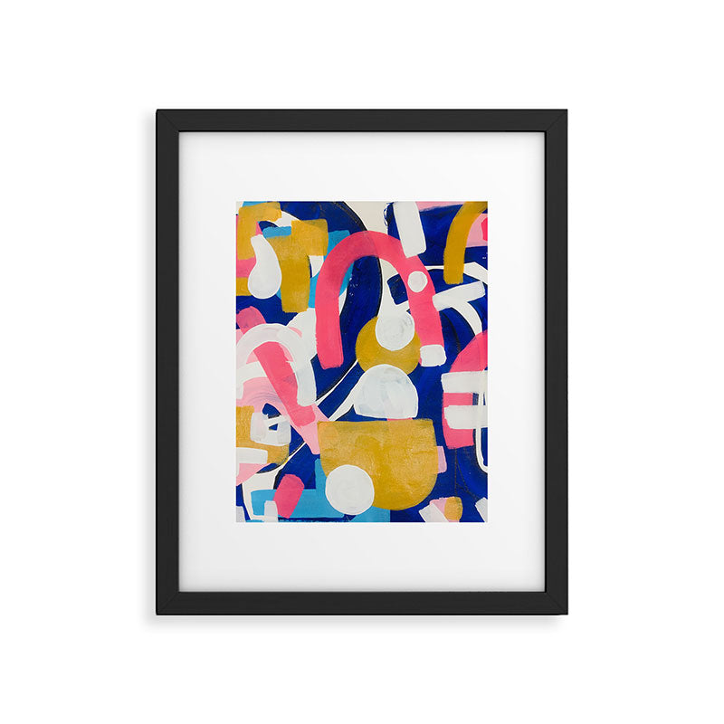Graffiti Colorful Funky Acrylic Painting Pink Blue Yellow Patterns Shapes by Ejaaz Haniff Framed Art Print Gallery Image 5