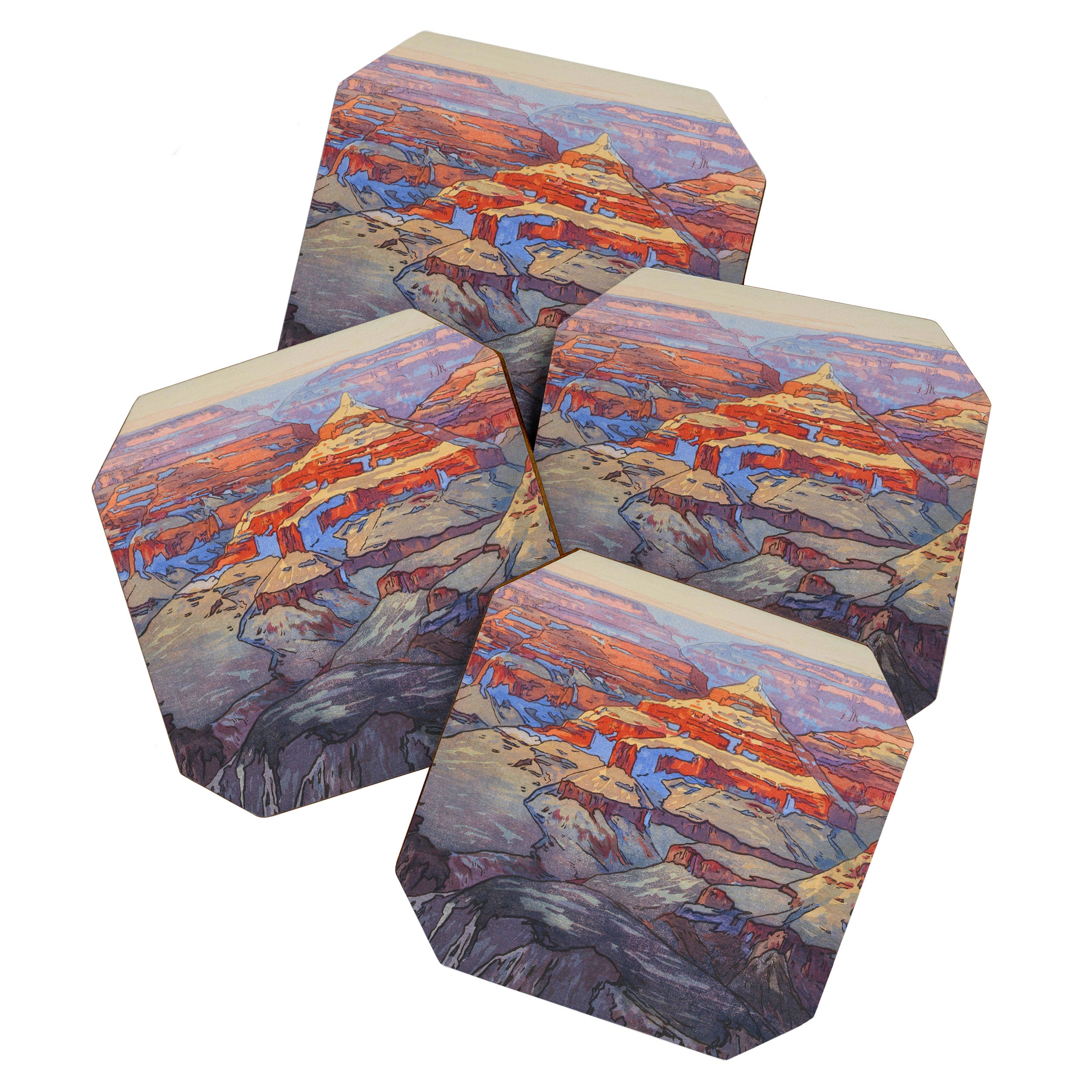 Grand Canyon Vintage Japanese Woodblock Print American Landscape Hiroshi Yoshida Coaster Gallery Image 1