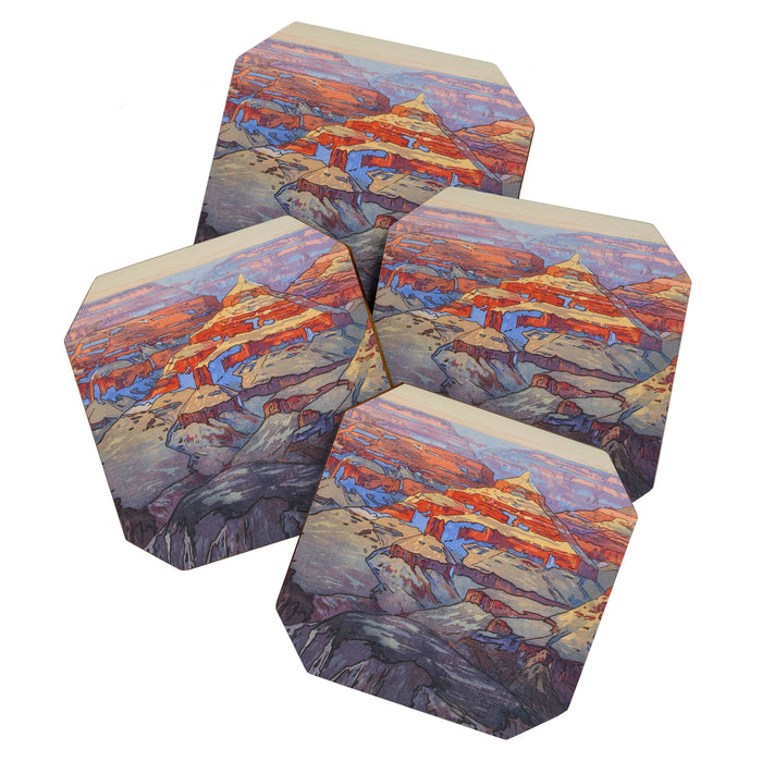 Grand Canyon Vintage Japanese Woodblock Print American Landscape Hiroshi Yoshida Coaster Gallery Image 1