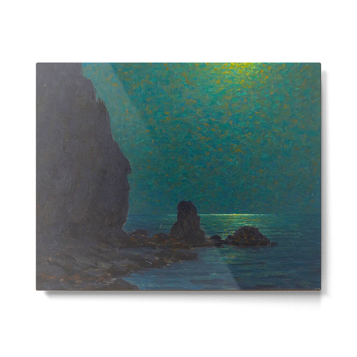 Granville Redmond Catalina Island Coast Under a Moonlit Sky Oil Painting Vintage American Art Metal Print Gallery Image 1