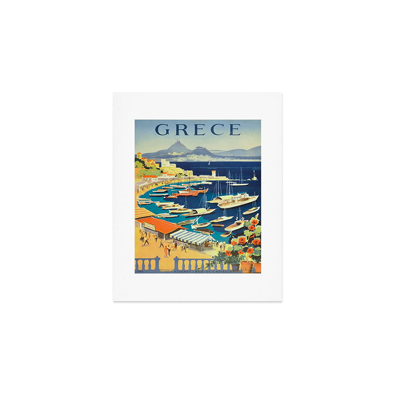 Greece Mid Century Travel Poster Art Print Gallery Image 1