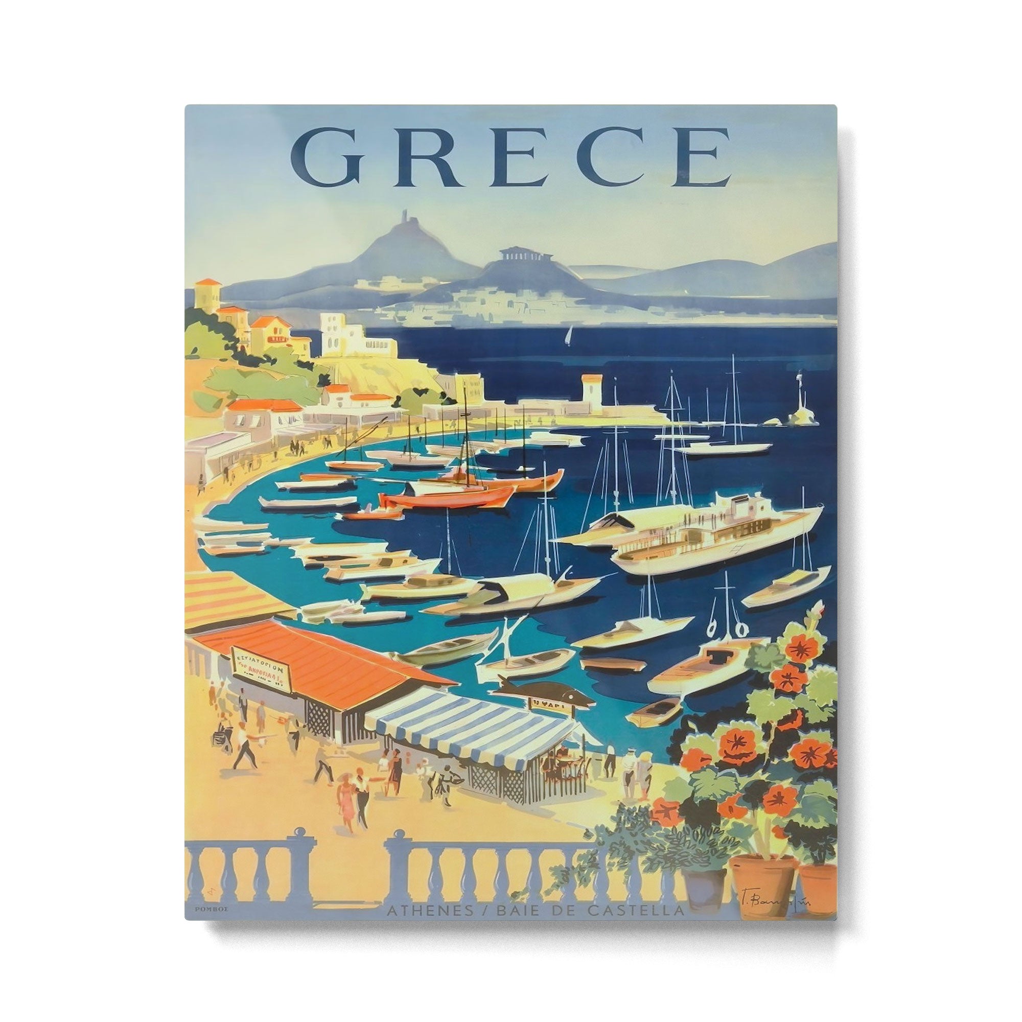 Greece Mid Century Travel Poster Metal Print Gallery Image 4