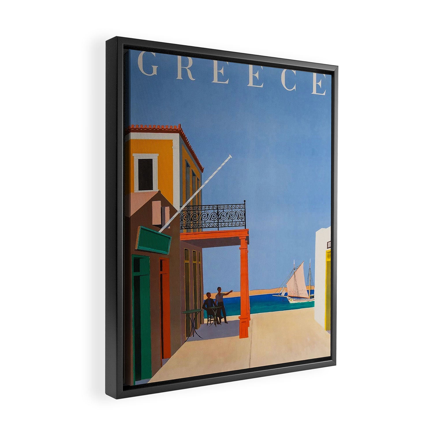 Greece Midcentury Modern Vintage Travel Poster Minimal Style Framed Canvas Print Gallery Image 2