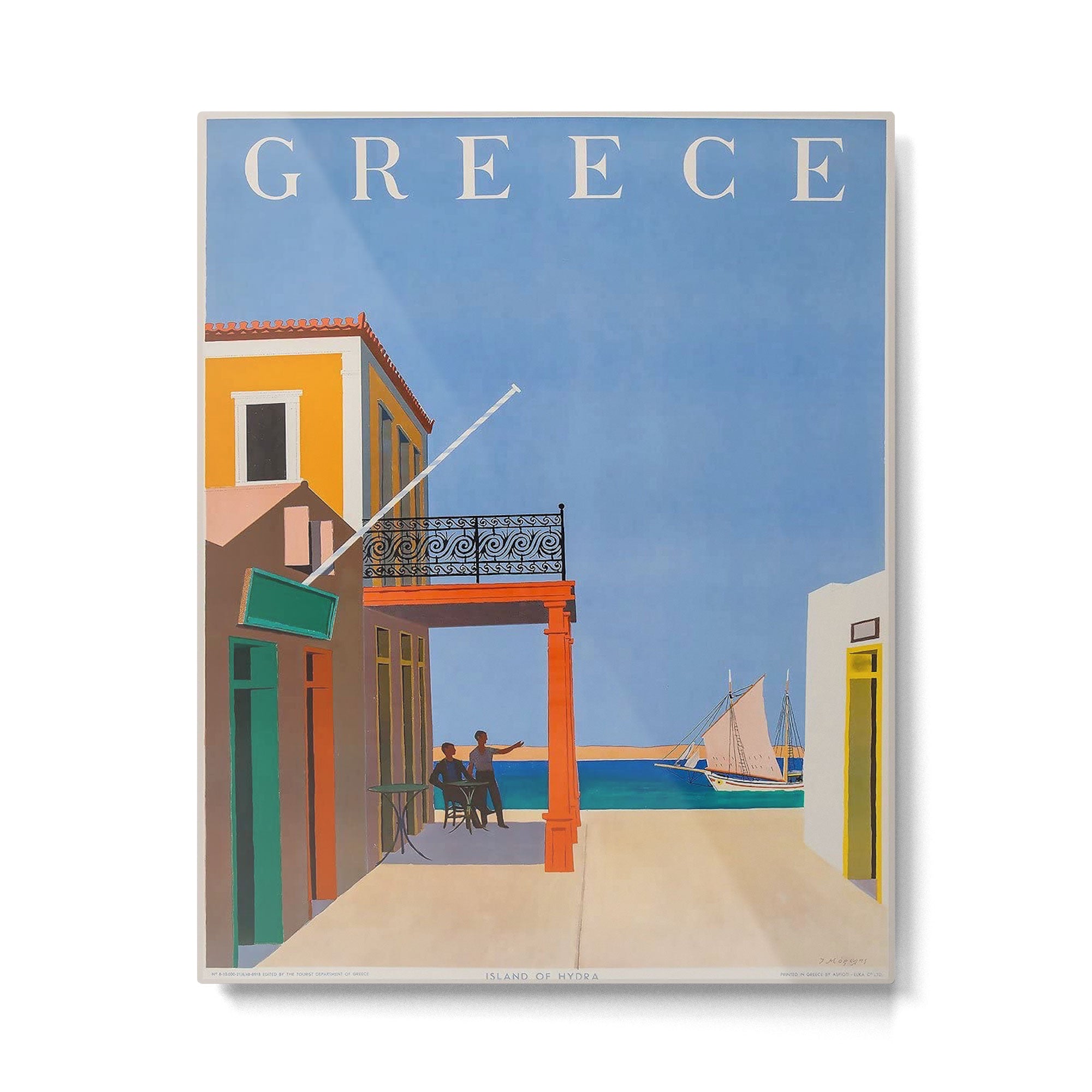 Greece Midcentury Modern Vintage Travel Poster Minimal Style Metal Print Gallery Image 4