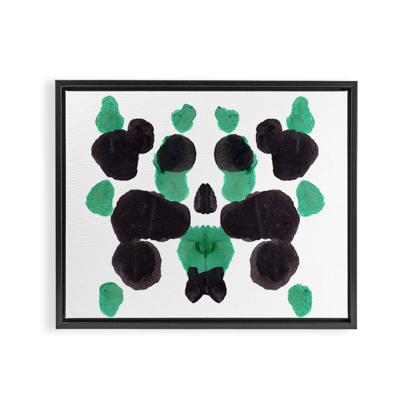 Green & Black Ink Blot Diagram Framed Canvas Print Gallery Image 2