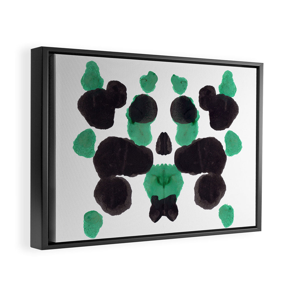 Green & Black Ink Blot Diagram Framed Canvas Print Gallery Image 6