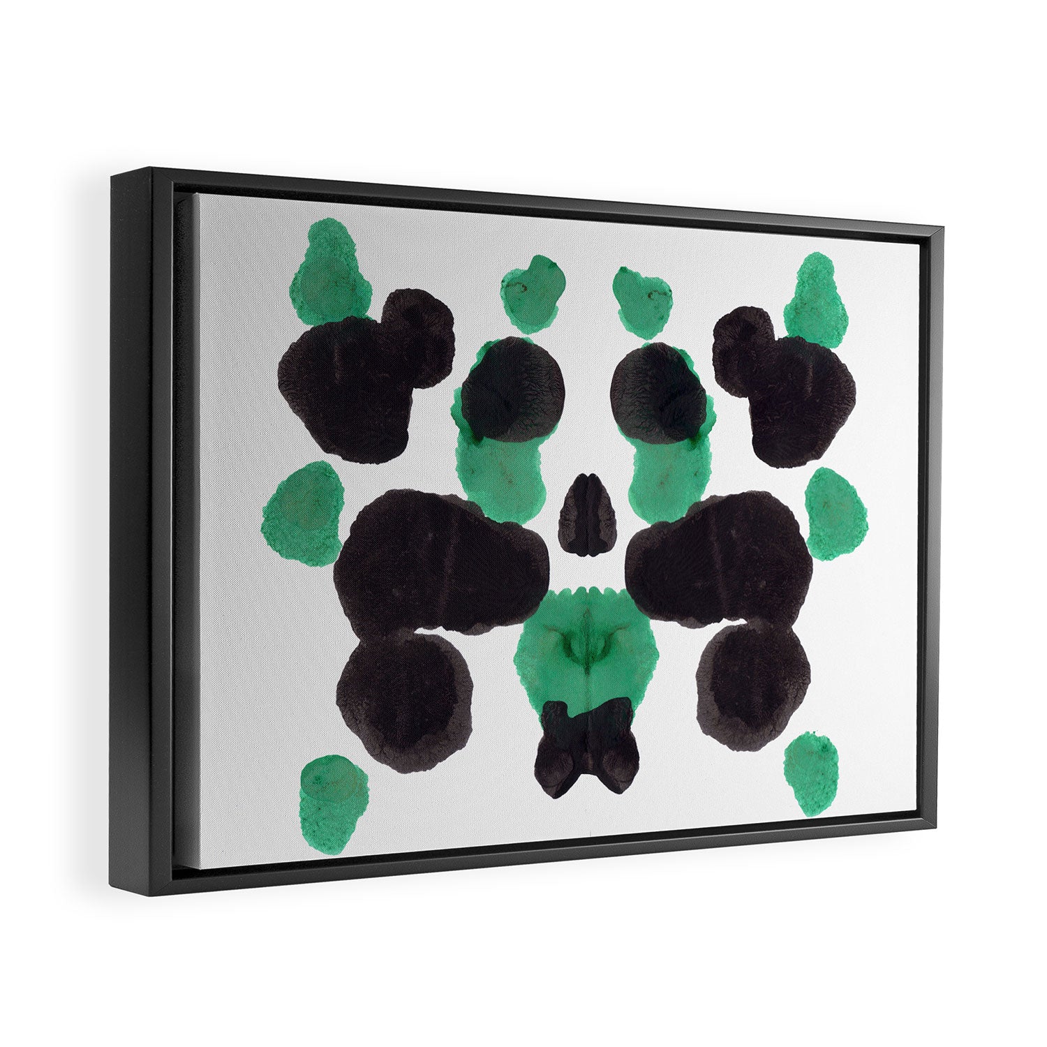 Green & Black Ink Blot Diagram Framed Canvas Print Gallery Image 6