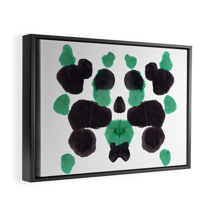 Green & Black Ink Blot Diagram Framed Canvas Print Gallery Image 1