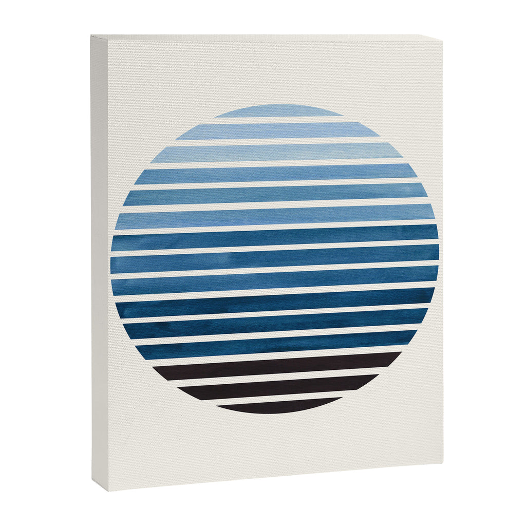 Green Blue Mid Century Modern Minimalist Scandinavian Colorful Stripes Geometric Pattern Round Circl Canvas Print Gallery Image 6
