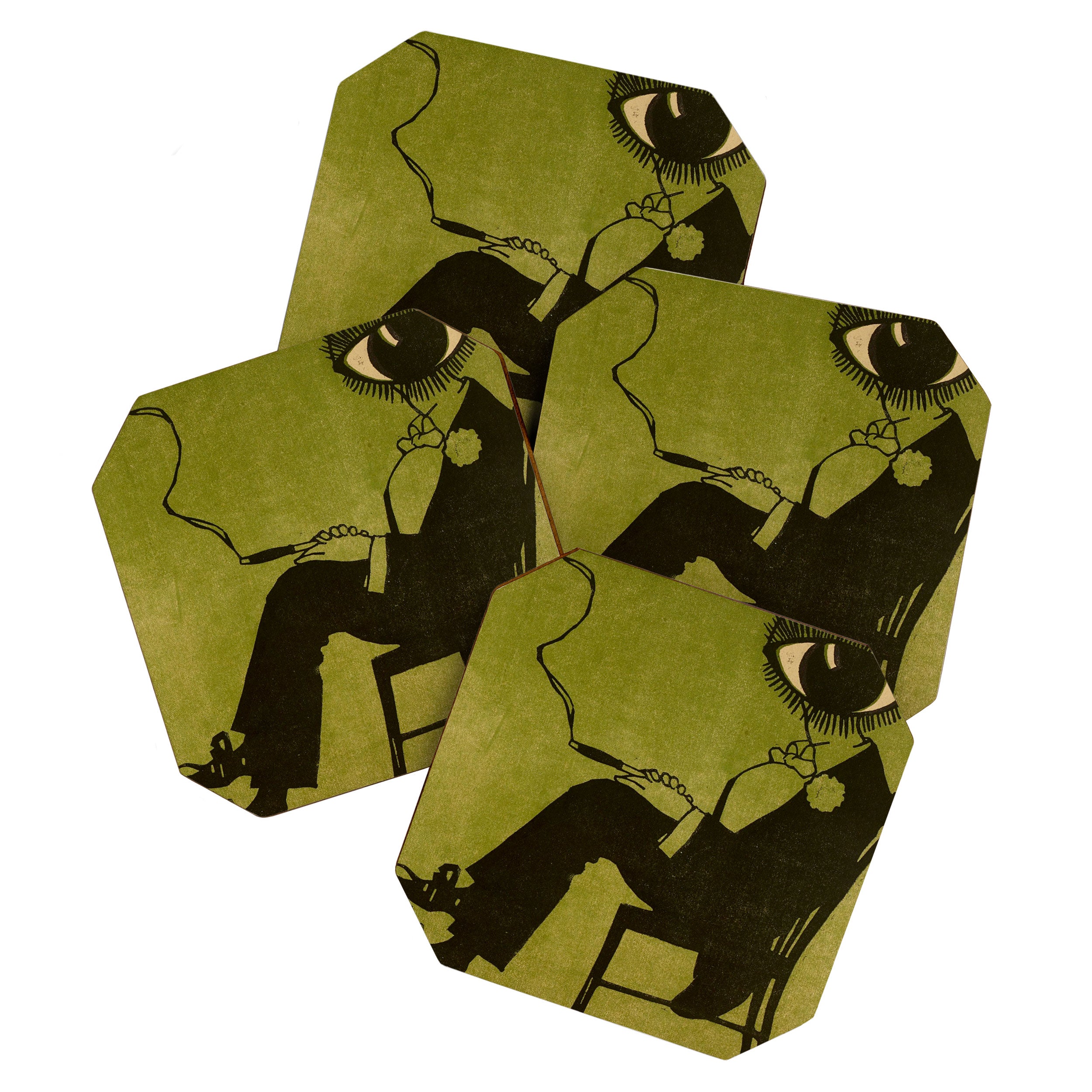 Green Eye Suit Man - Le Temoin Coaster Gallery Image 1