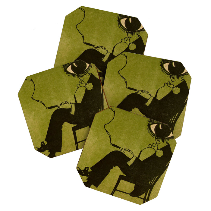 Green Eye Suit Man - Le Temoin Coaster Gallery Image 1