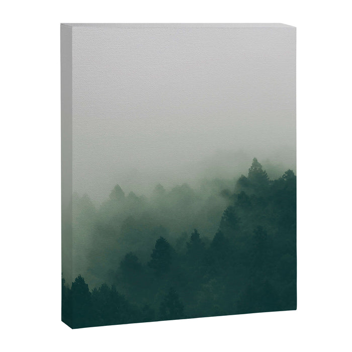 Green Pine Trees Misty Foggy Forest Green Ombre Gradient Minimalist Landscape Canvas Print Gallery Image 1