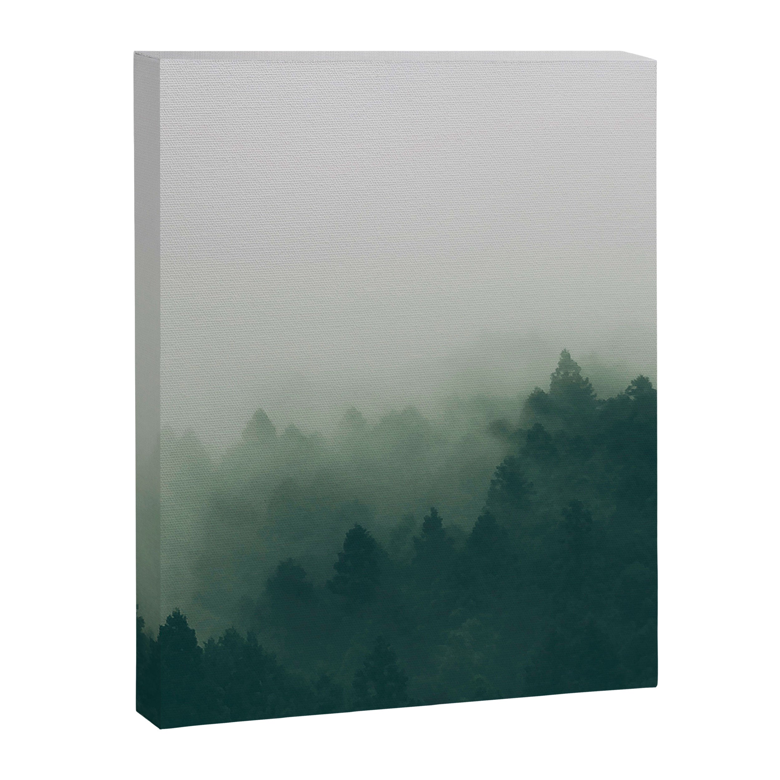 Green Pine Trees Misty Foggy Forest Green Ombre Gradient Minimalist Landscape Canvas Print Gallery Image 6