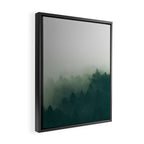 Green Pine Trees Misty Foggy Forest Green Ombre Gradient Minimalist Landscape Framed Canvas Print Gallery Image 2