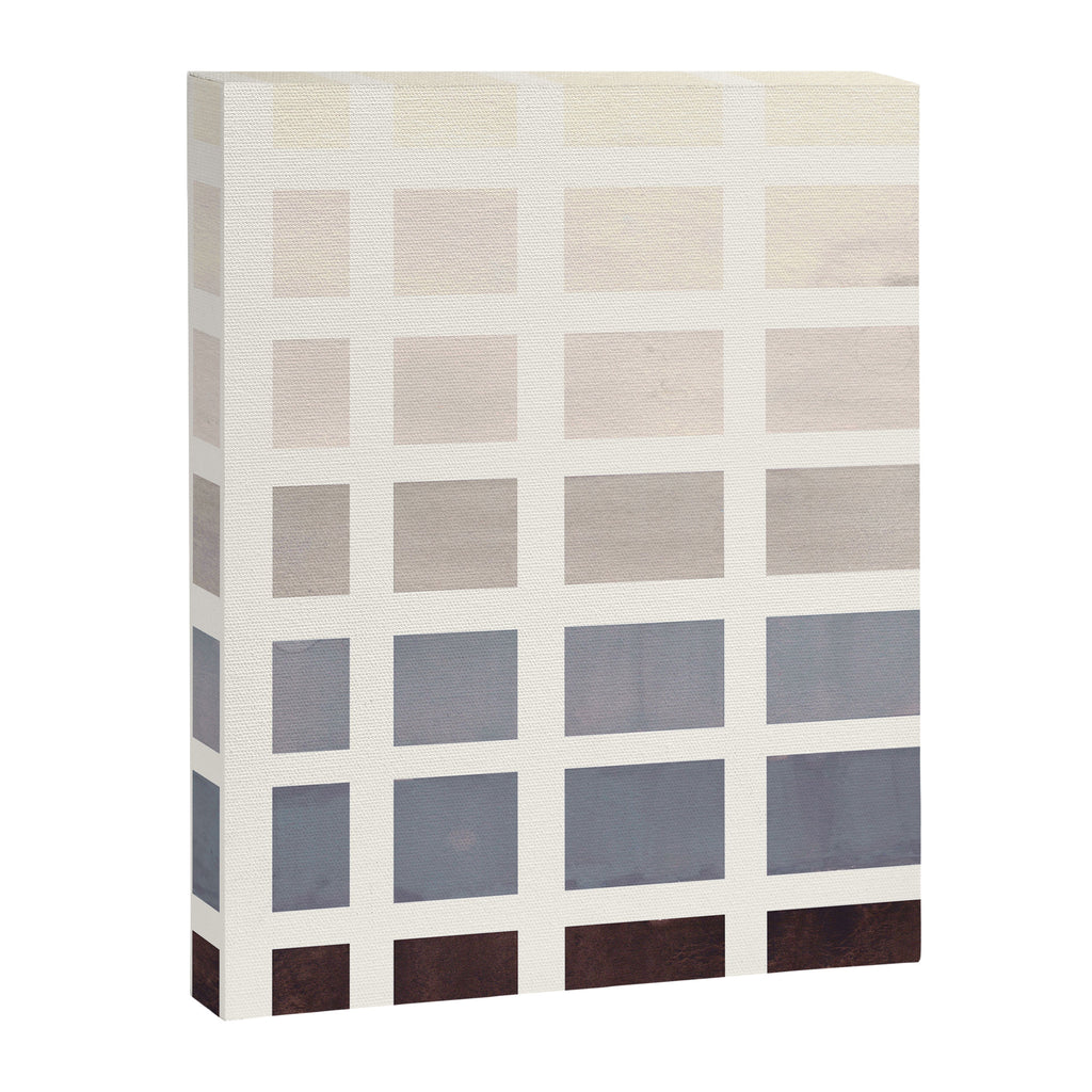 Grey Taupe Watercolor Gouache Geometric Square Matrix Pattern Canvas Print Gallery Image 6