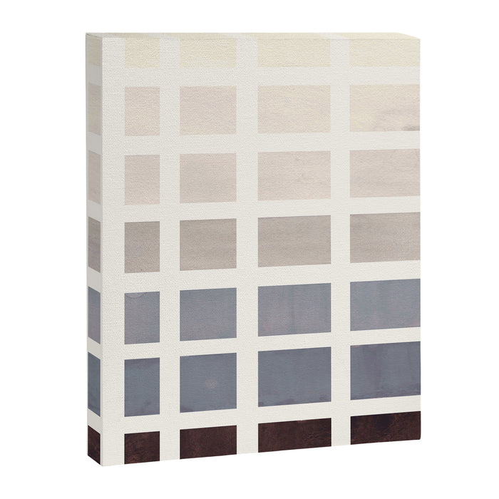 Grey Taupe Watercolor Gouache Geometric Square Matrix Pattern Canvas Print Gallery Image 1