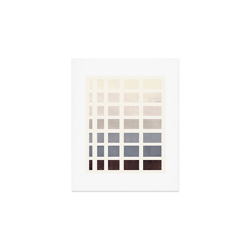 Grey Taupe Watercolor Gouache Geometric Square Matrix Pattern Art Print Gallery Image 1