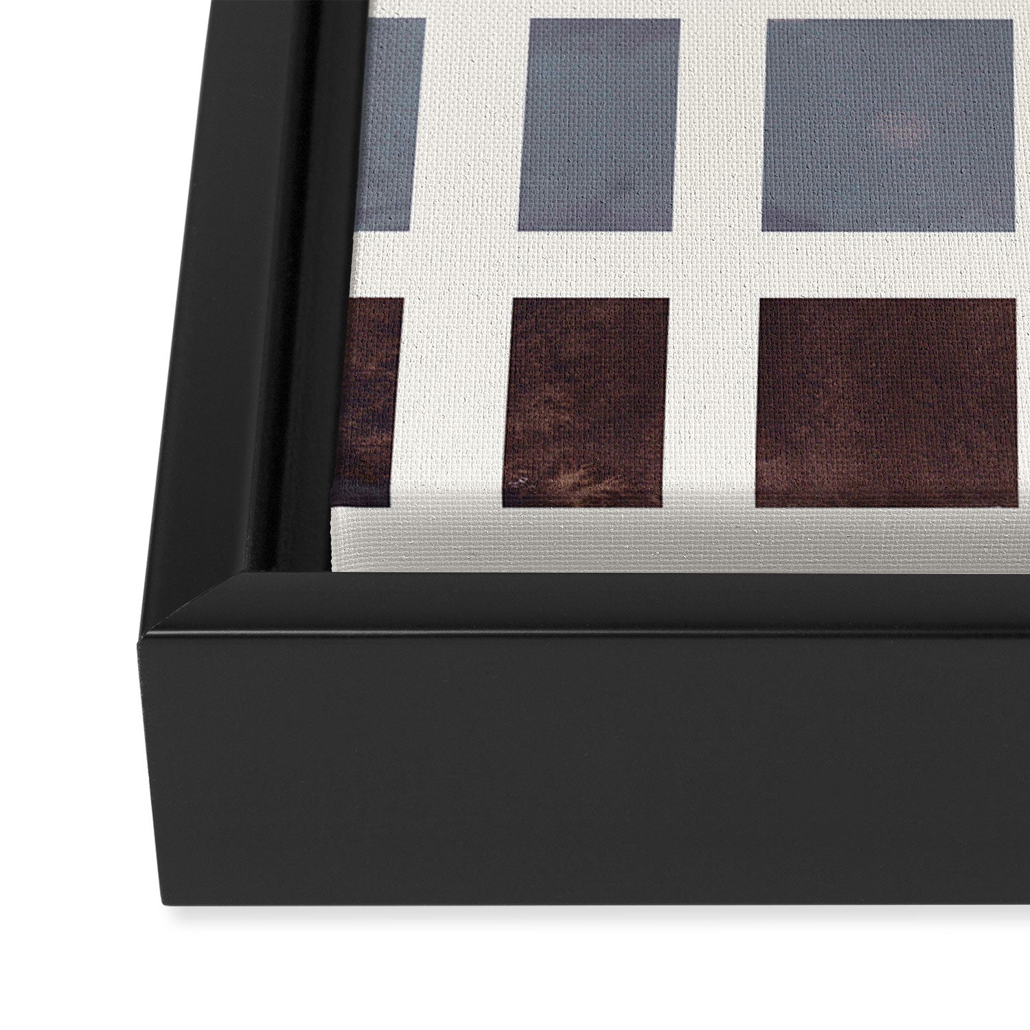 Grey Taupe Watercolor Gouache Geometric Square Matrix Pattern Framed Canvas Print Gallery Image 3