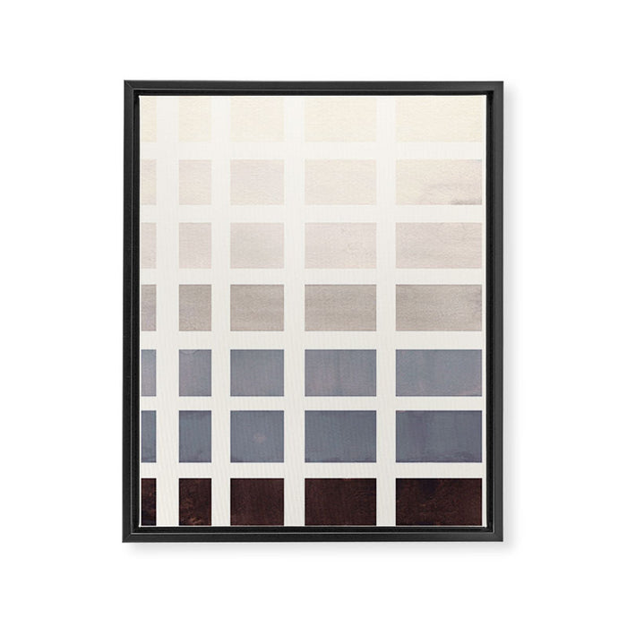 Grey Taupe Watercolor Gouache Geometric Square Matrix Pattern Framed Canvas Print Gallery Image 1