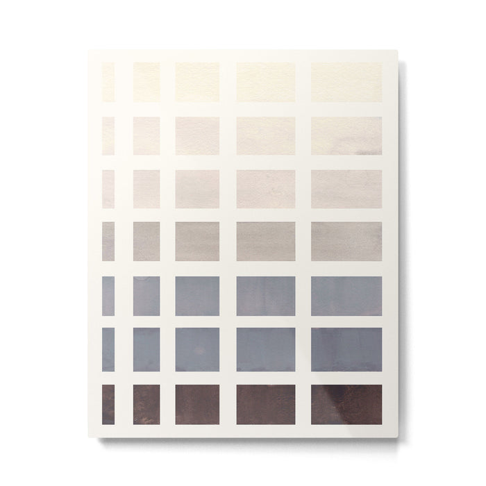 Grey Taupe Watercolor Gouache Geometric Square Matrix Pattern Metal Print Gallery Image 1