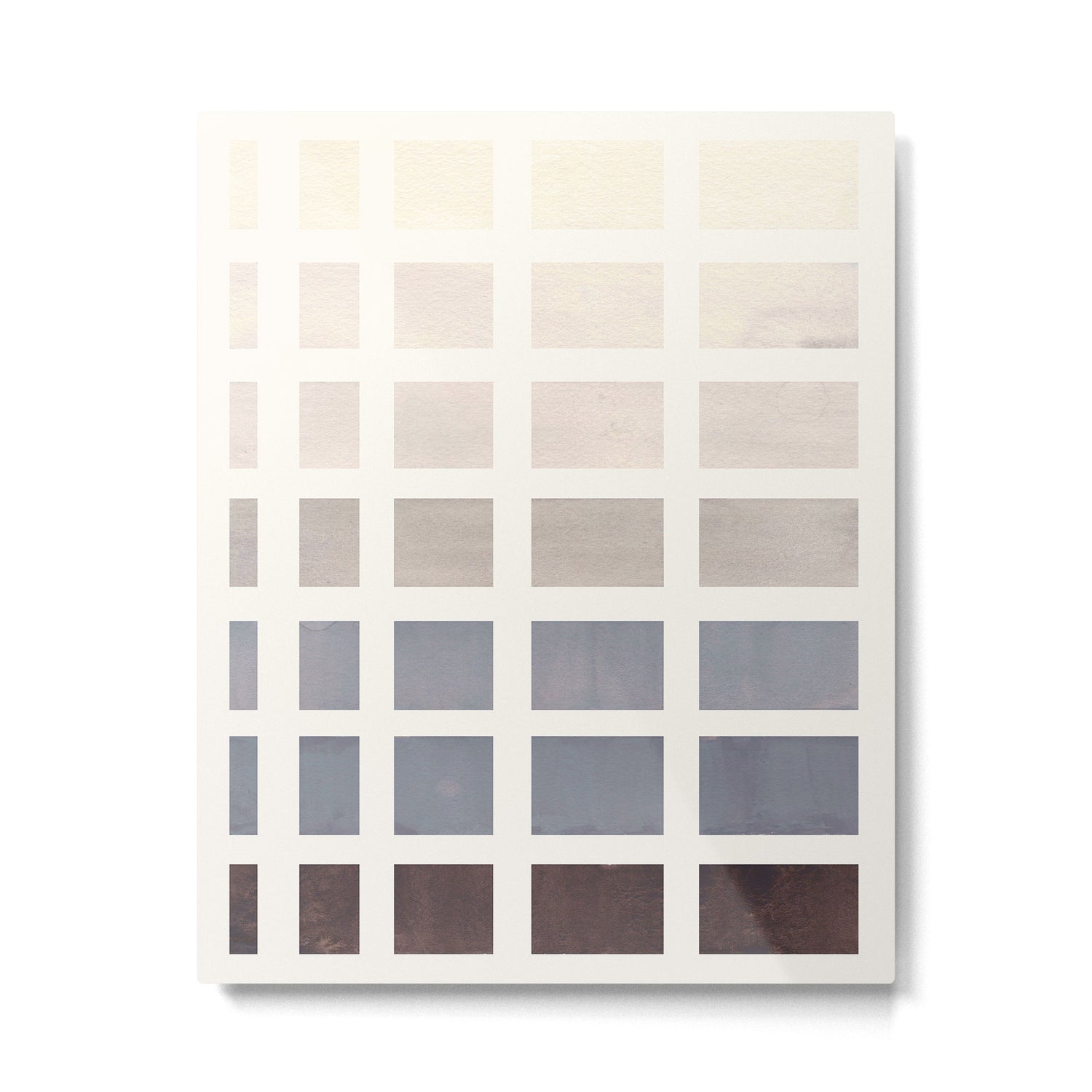 Grey Taupe Watercolor Gouache Geometric Square Matrix Pattern Metal Print Gallery Image 4