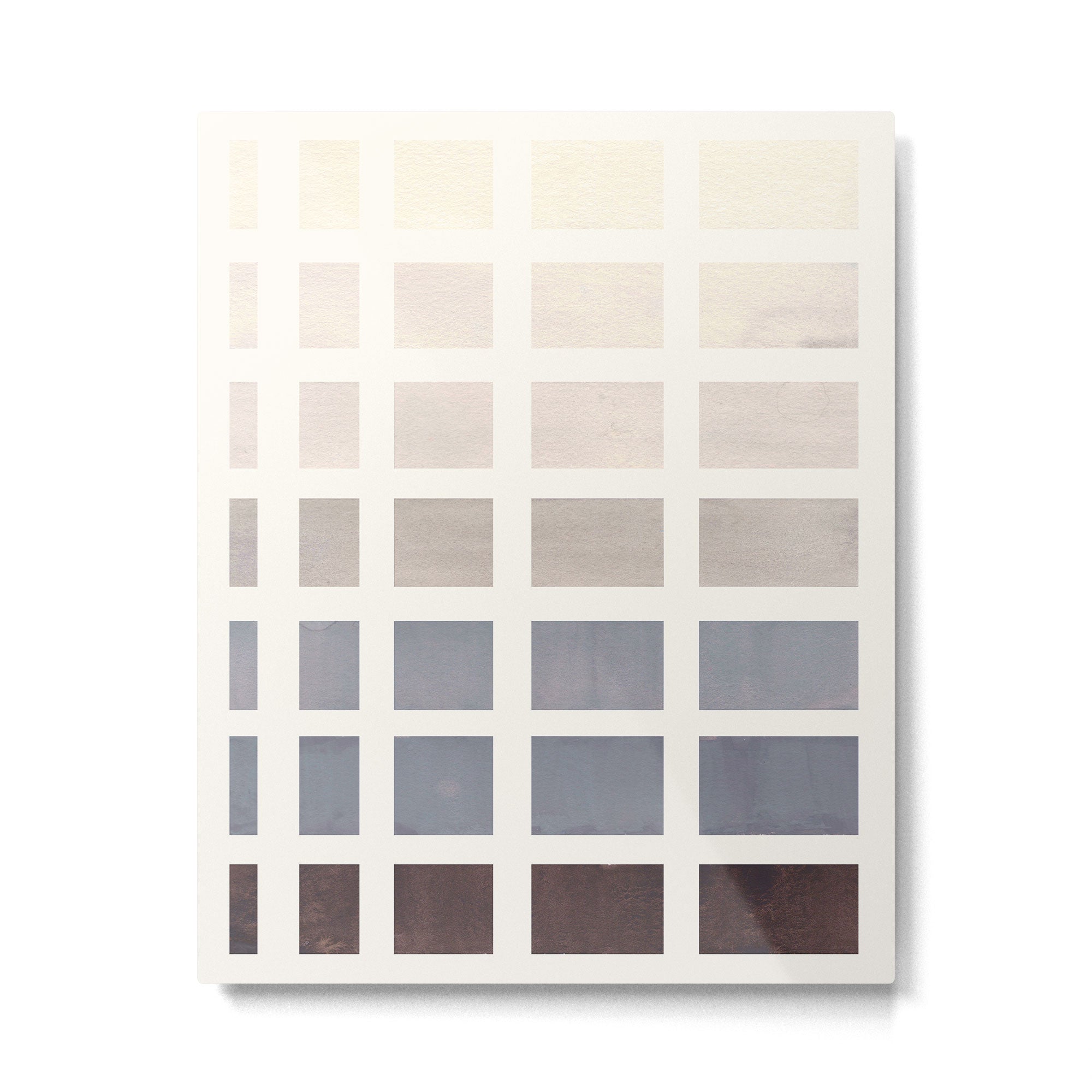 Grey Taupe Watercolor Gouache Geometric Square Matrix Pattern Metal Print Gallery Image 4