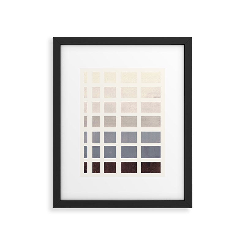 Grey Taupe Watercolor Gouache Geometric Square Matrix Pattern Framed Art Print Gallery Image 5