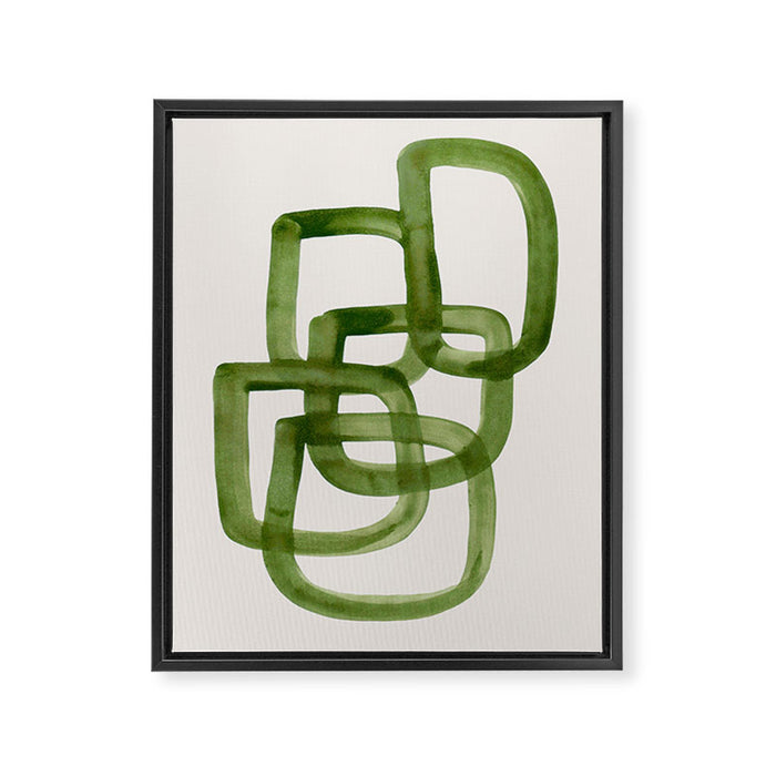 EnShape by Ejaaz Haniff 'Algae Bloom' Green Mid Century Modern Minimal Minimalist Watercolor Abstract Funky Fun Style Framed Canvas Print Gallery Image 1