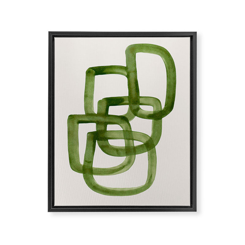 EnShape by Ejaaz Haniff 'Algae Bloom' Green Mid Century Modern Minimal Minimalist Watercolor Abstract Funky Fun Style Framed Canvas Print Gallery Image 6