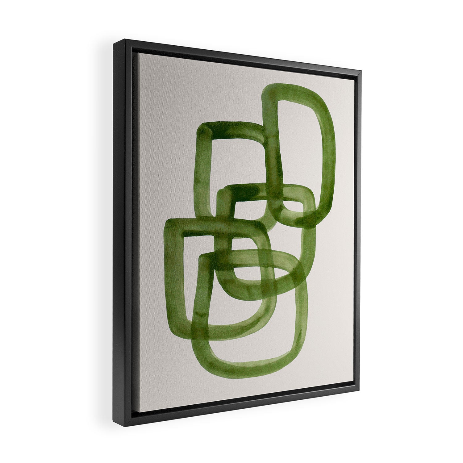 EnShape by Ejaaz Haniff 'Algae Bloom' Green Mid Century Modern Minimal Minimalist Watercolor Abstract Funky Fun Style Framed Canvas Print Gallery Image 2