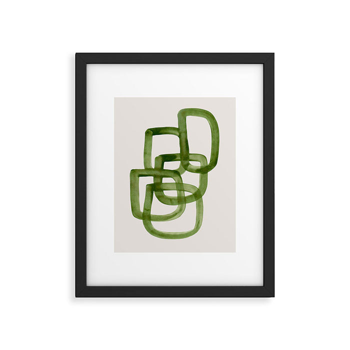 EnShape by Ejaaz Haniff 'Algae Bloom' Green Mid Century Modern Minimal Minimalist Watercolor Abstract Funky Fun Style Framed Art Print Gallery Image 1