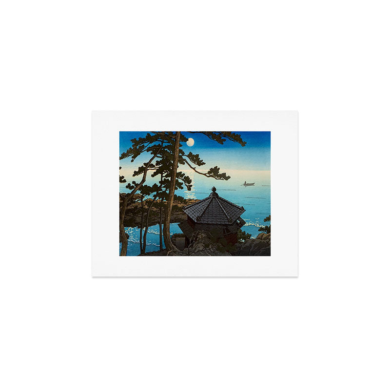 Hasui Moon Over Izura Ibaraki Antique Japanese Woodblock Print  Art Print Gallery Image 1