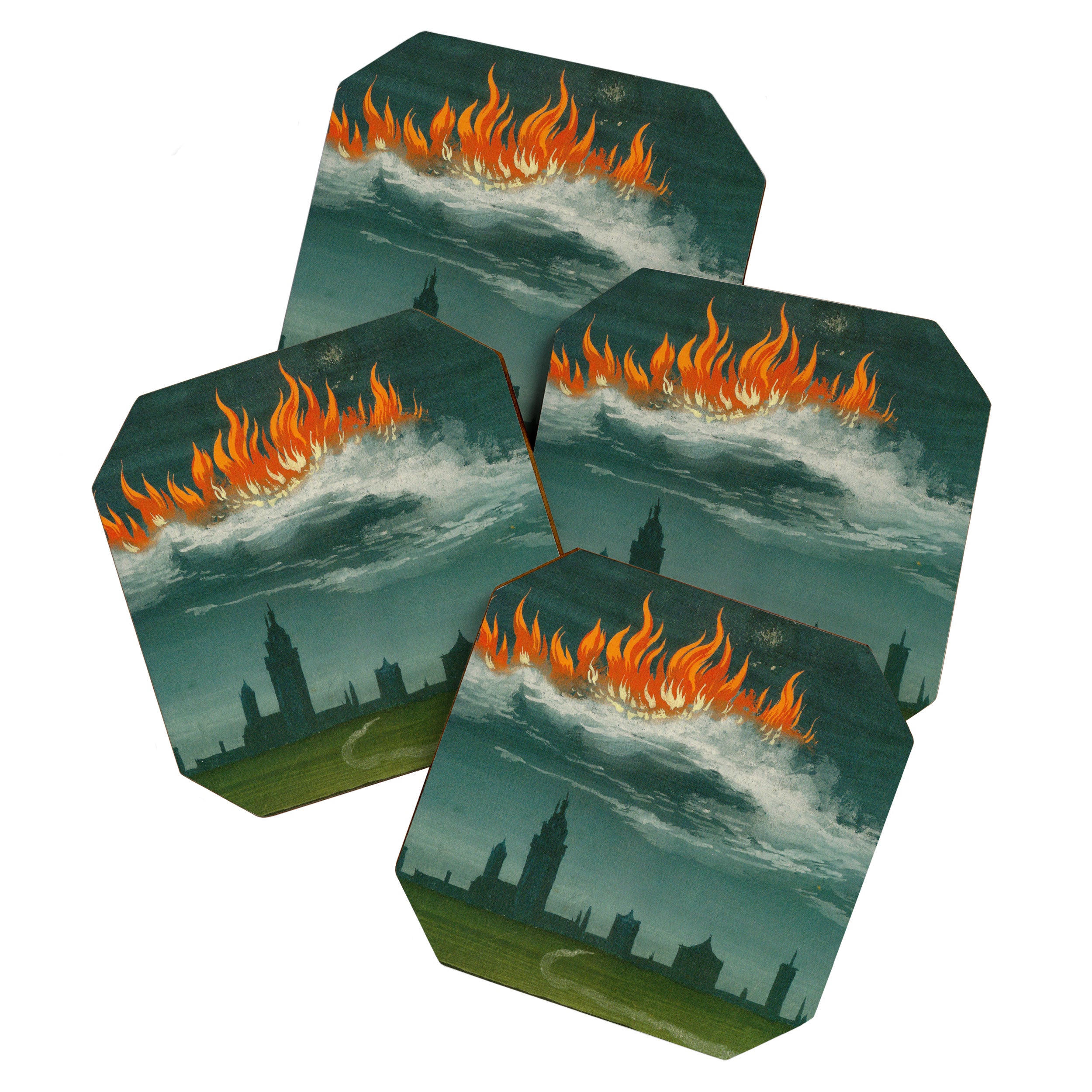 Heavenly fire over Augsburg  Augsburger Wunderzeichenbuch Himmelsfeuer uber Augsburg Coaster Gallery Image 1