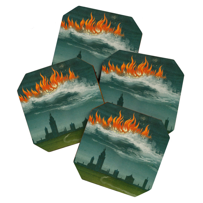Heavenly fire over Augsburg  Augsburger Wunderzeichenbuch Himmelsfeuer uber Augsburg Coaster Gallery Image 1