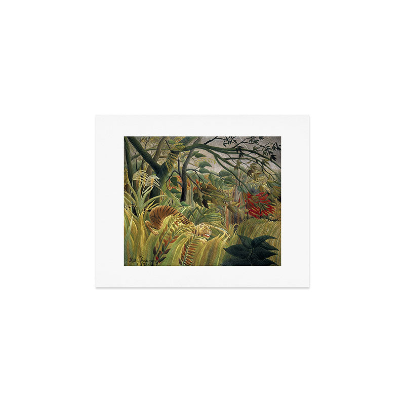 Henri Rousseau's Tiger in a Tropical Storm (1891) famous painting. Art Print Gallery Image 1
