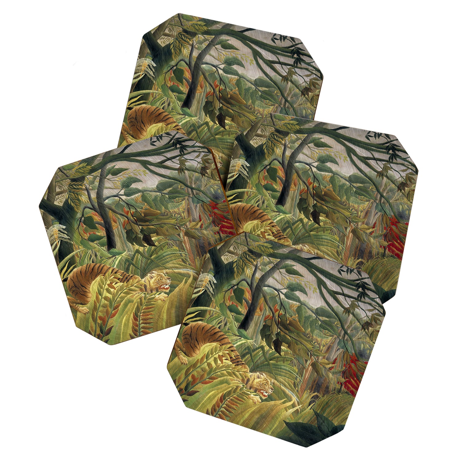 Henri Rousseau's Tiger in a Tropical Storm (1891) famous painting. Coaster Gallery Image 1