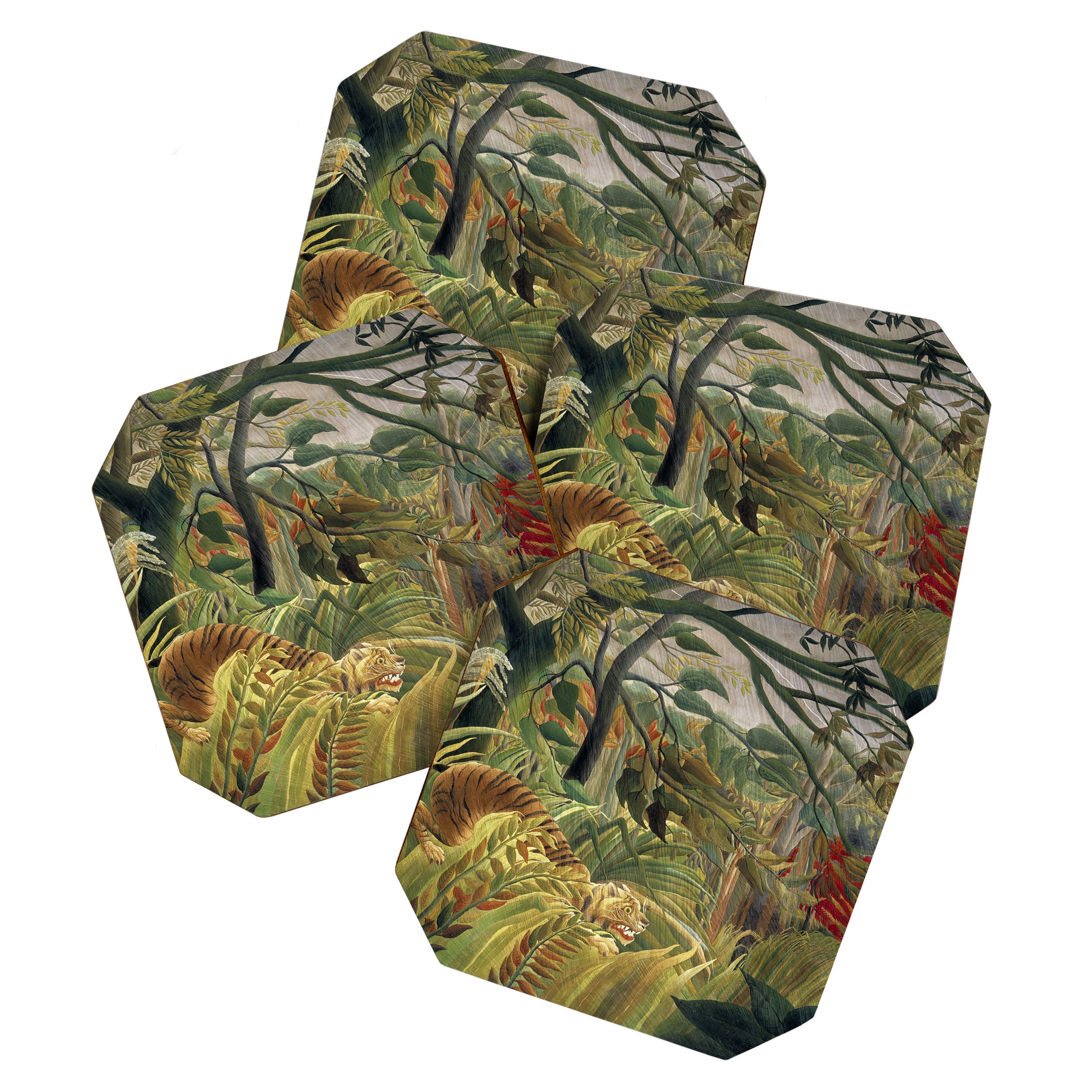 Henri Rousseau's Tiger in a Tropical Storm (1891) famous painting. Coaster Gallery Image 1