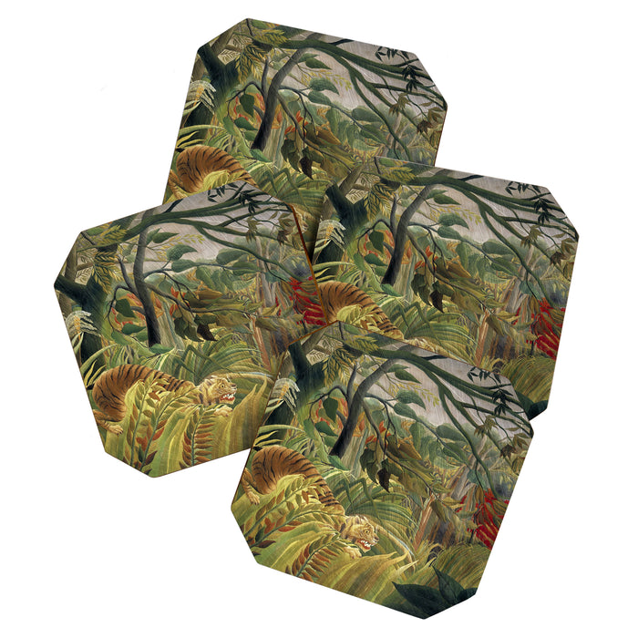 Henri Rousseau's Tiger in a Tropical Storm (1891) famous painting. Coaster Gallery Image 1