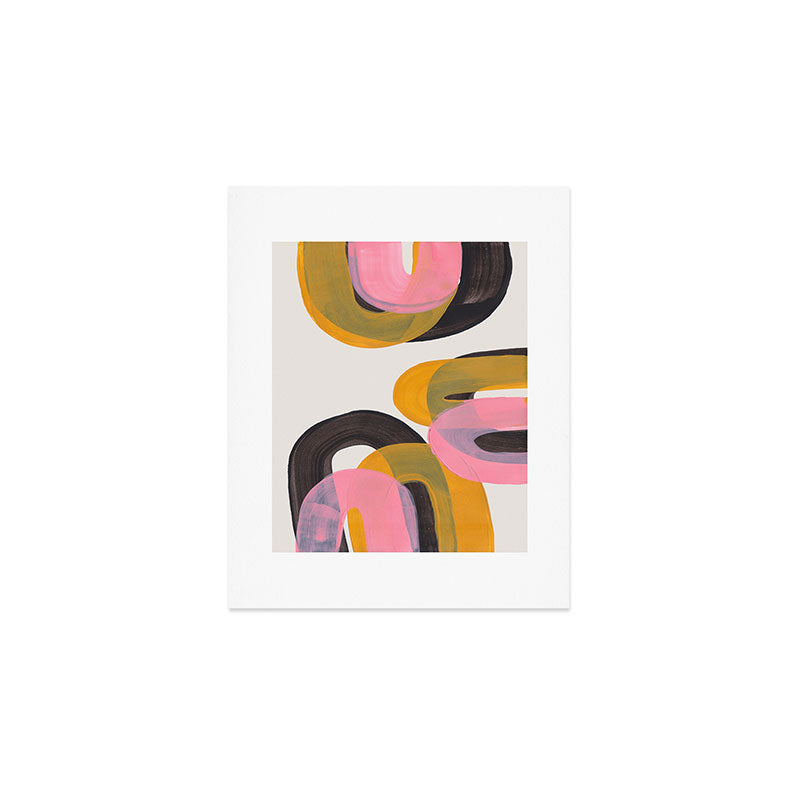 Hills Mid Century Modern Minimalist Fun Colorful Abstract Shapes Pink Yellow Black by Ejaaz Haniff Art Print Gallery Image 1