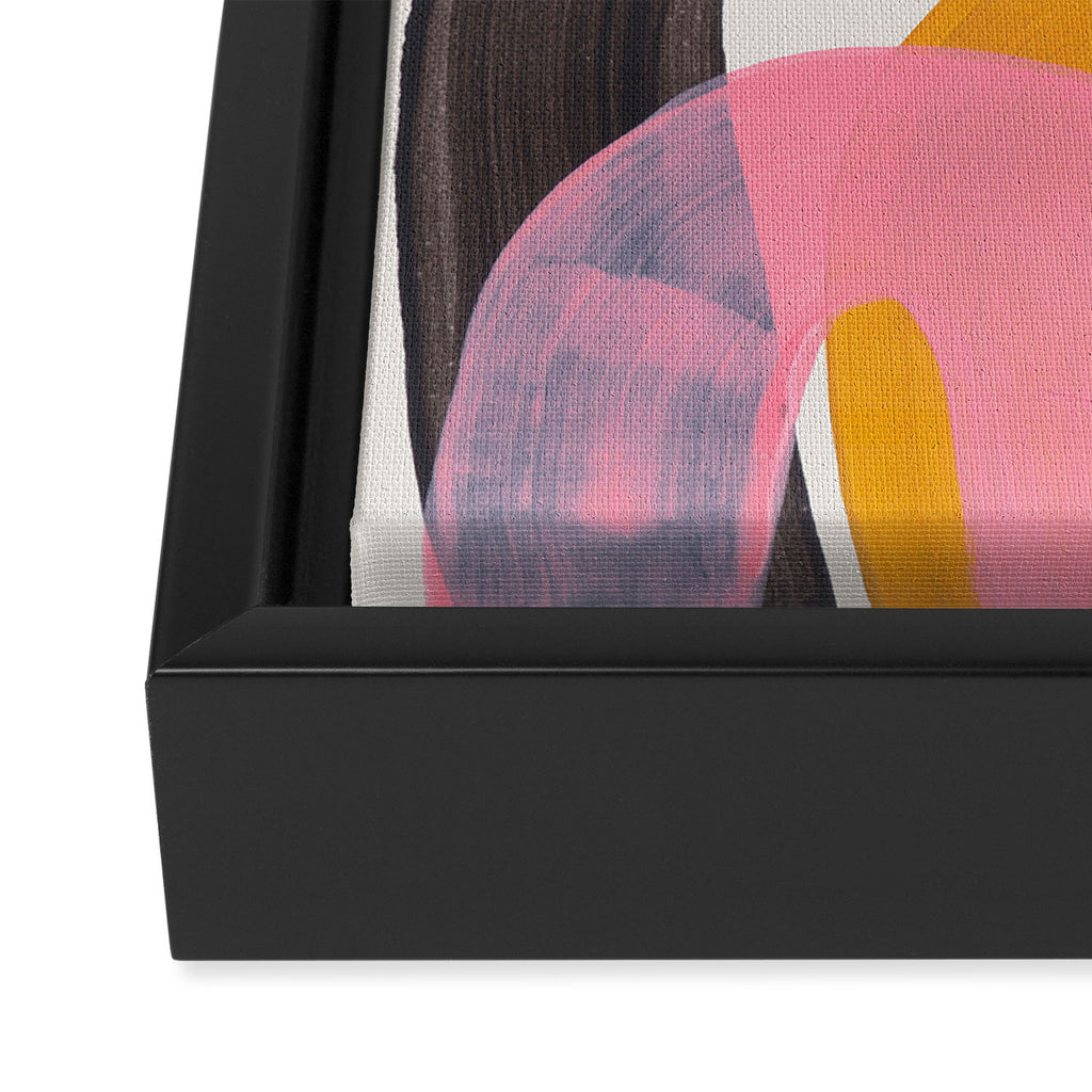 Hills Mid Century Modern Minimalist Fun Colorful Abstract Shapes Pink Yellow Black by Ejaaz Haniff Framed Canvas Print Gallery Image 3