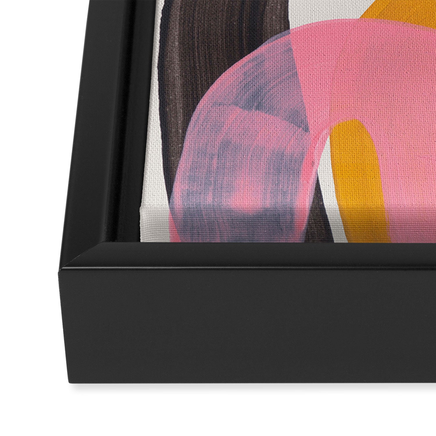 Hills Mid Century Modern Minimalist Fun Colorful Abstract Shapes Pink Yellow Black by Ejaaz Haniff Framed Canvas Print Gallery Image 3