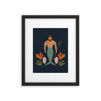 Hipster Mermaid Merman With Tattoos Poseidon King Of The Sea Midcentury Modern Cool Magical Mystical Abstract Art Bohemian Boho Style Trendy  Framed Art Print Gallery Image 5