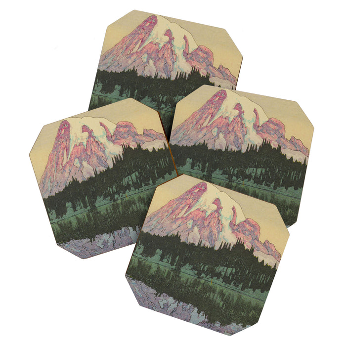 Hiroshi Yoshida Vintage Japanese Woodblock Print Reflection Lake Landscape Coaster Gallery Image 1