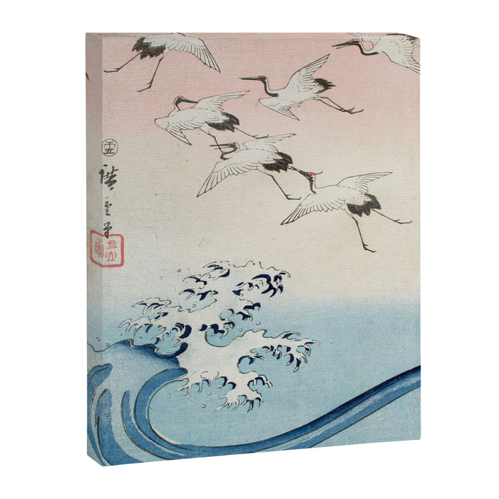 Hiroshige Cranes Flying over Waves  Canvas Print Gallery Image 1