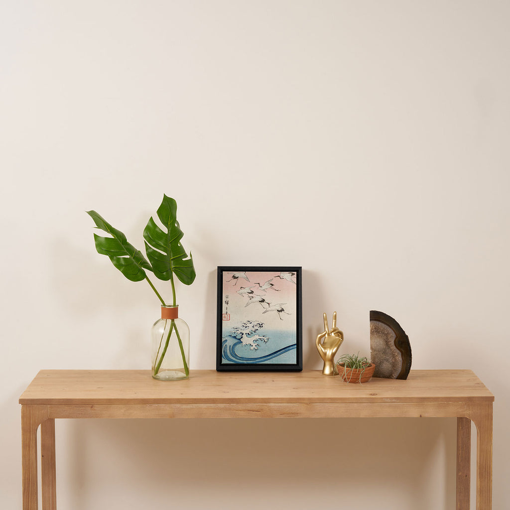 Hiroshige Cranes Flying over Waves  Framed Canvas Print Gallery Image 4