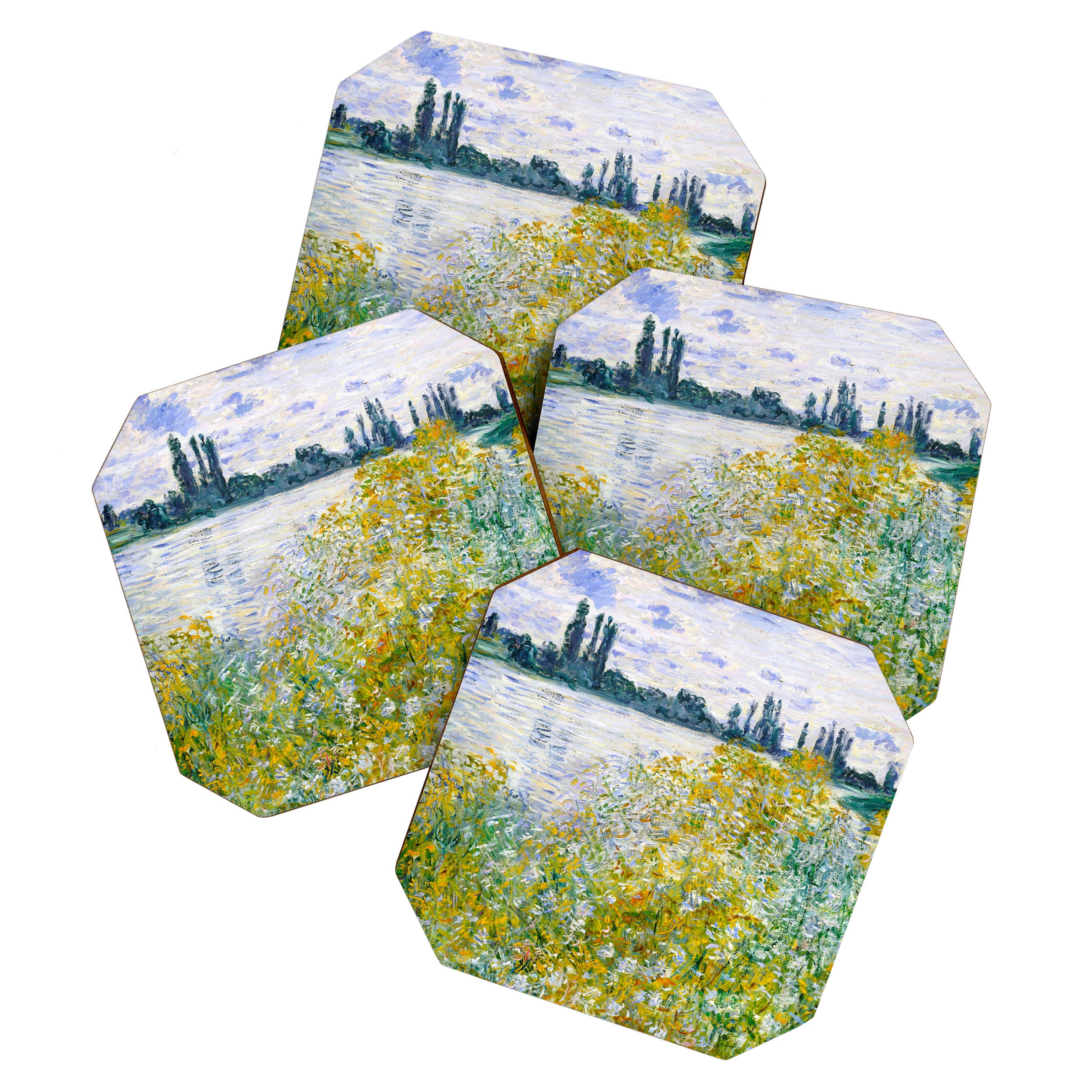 IÌle aux Fleurs near VeÌtheuil (1880) by Claude Monet Coaster Gallery Image 1