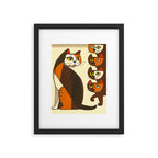 Inagaki Tomoo Vintage Japanese Woodblock print mid century Modern Cubism Art Cats Feline Framed Art Print Gallery Image 5